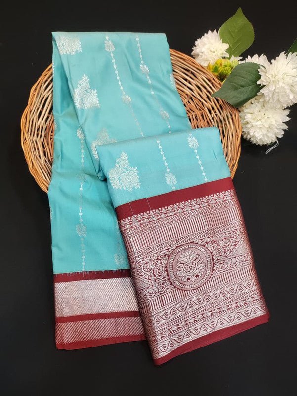 Sundari Semi Silk Saree with elegant zari work for wedding wear