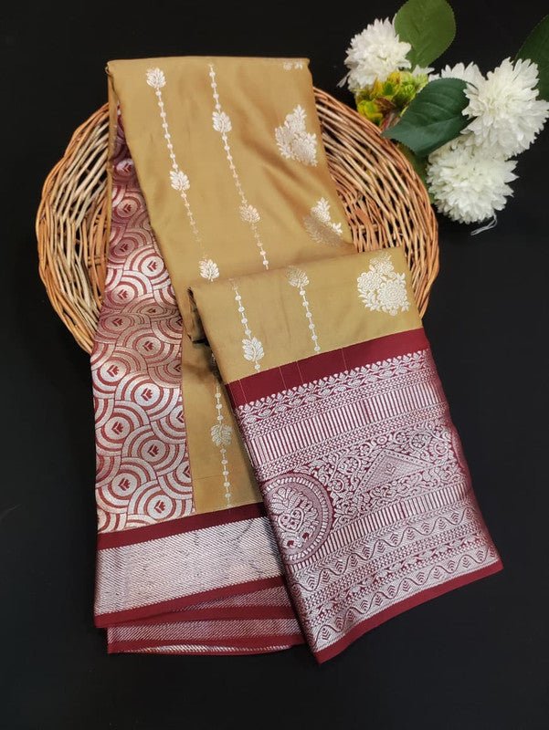 Sundari Semi Silk Saree with elegant zari work for wedding wear