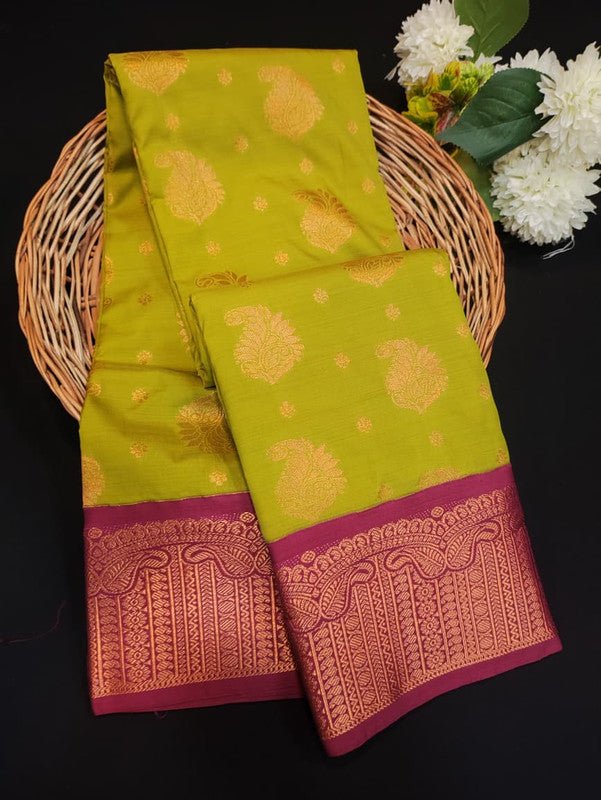 Sundari Semi Silk Saree with elegant zari work for wedding wear