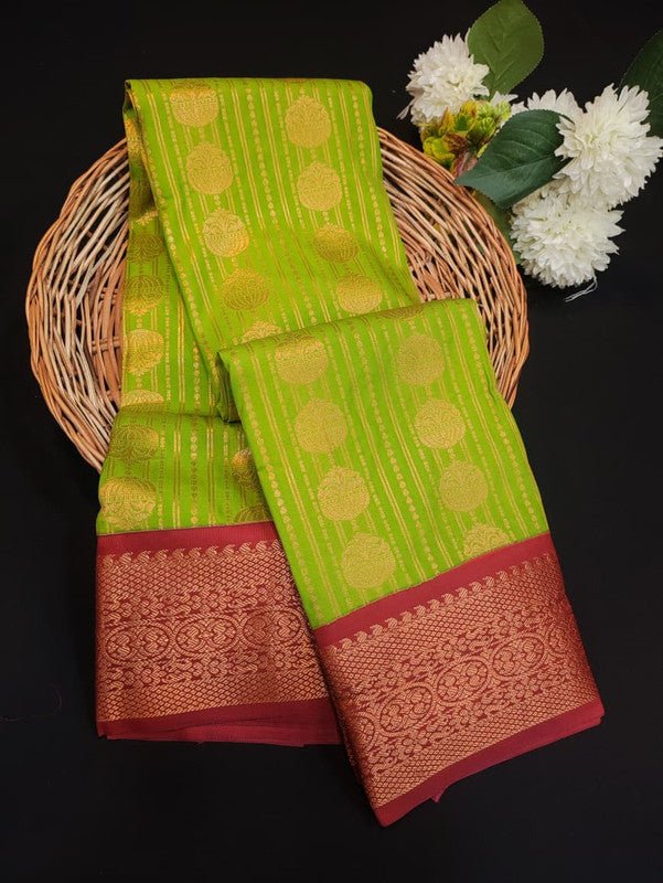Sundari Semi Silk Saree with elegant zari work for wedding wear