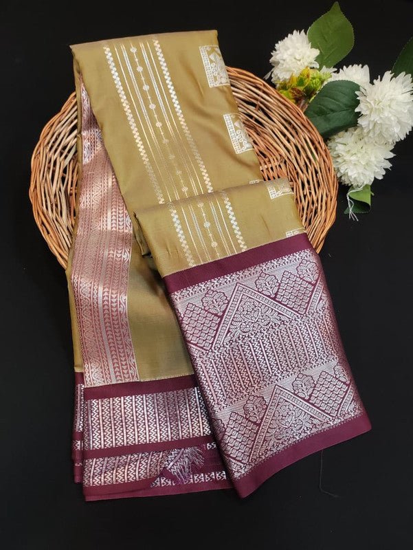 Sundari Semi Silk Saree with elegant zari work for wedding wear