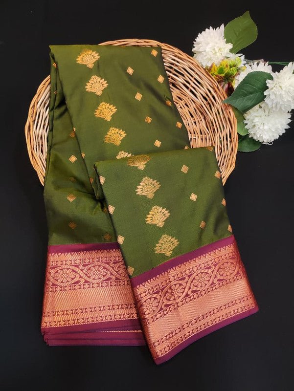 Sundari Semi Silk Saree with elegant zari work for wedding wear