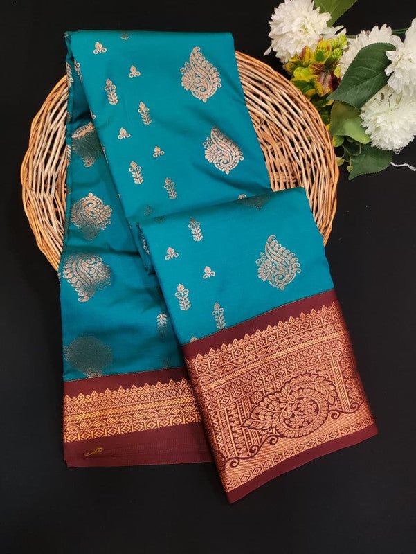 Sundari Semi Silk Saree with elegant zari work for wedding wear