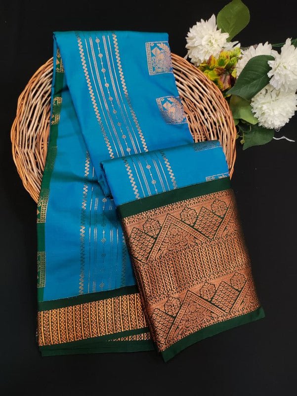 Sundari Semi Silk Saree with elegant zari work for wedding wear