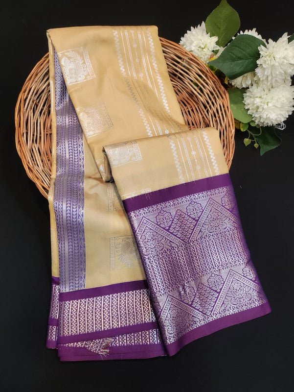 Sundari Semi Silk Saree with elegant zari work for wedding wear