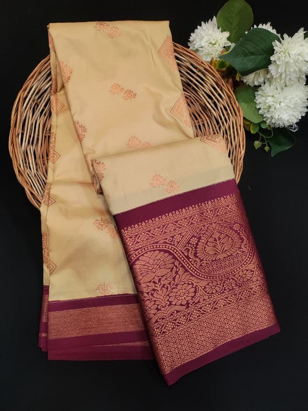 Sundari Semi Silk Saree with elegant zari work for wedding wear