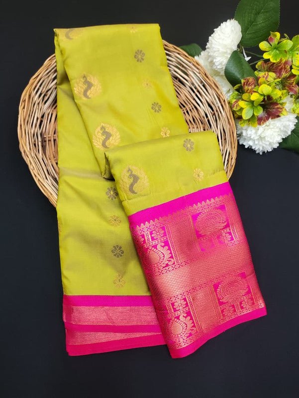 Sundari Semi Silk Saree with elegant zari work for wedding wear