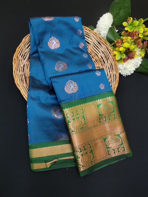 Sundari Semi Silk Saree with elegant zari work for wedding wear