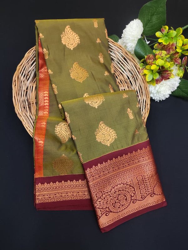Sundari Semi Silk Saree with elegant zari work for wedding wear
