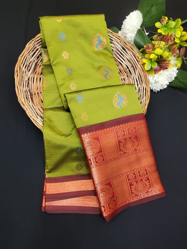 Sundari Semi Silk Saree with elegant zari work for wedding wear