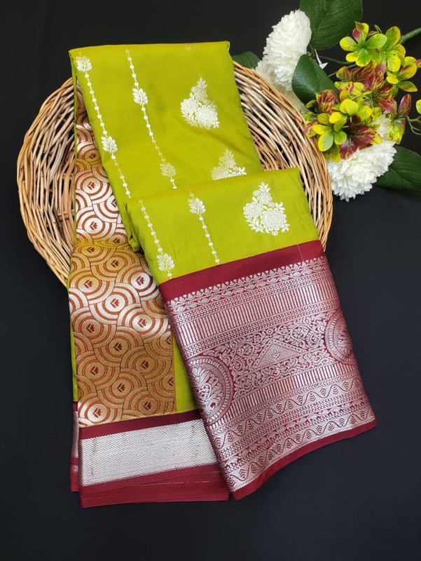 Sundari Semi Silk Saree with elegant zari work for wedding wear