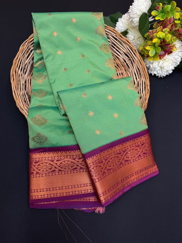 Sundari Semi Silk Saree with elegant zari work for wedding wear