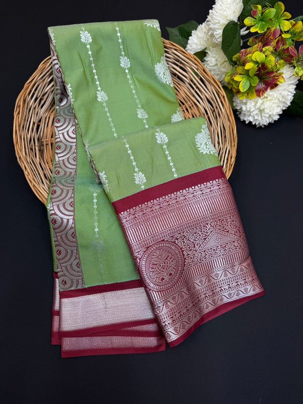 Sundari Semi Silk Saree with elegant zari work for wedding wear