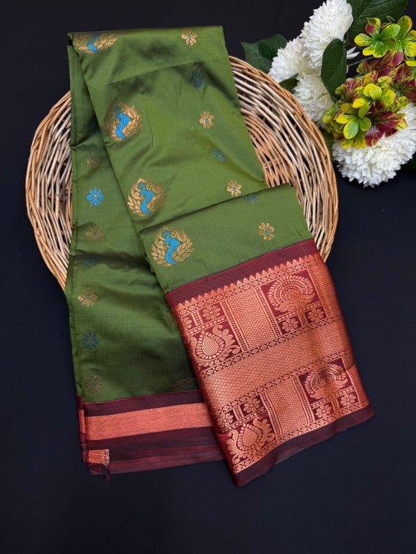 Sundari Semi Silk Saree with elegant zari work for wedding wear