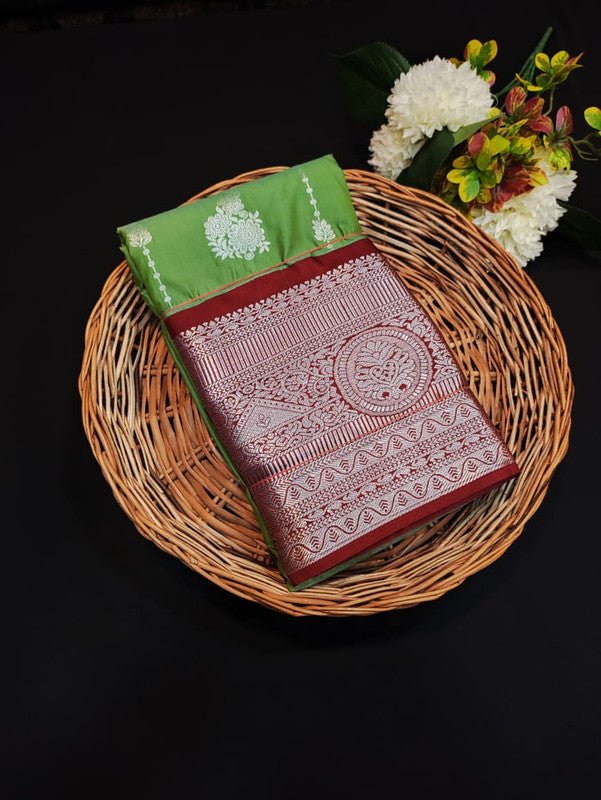 Sundari Semi Silk Saree with elegant zari work for wedding wear