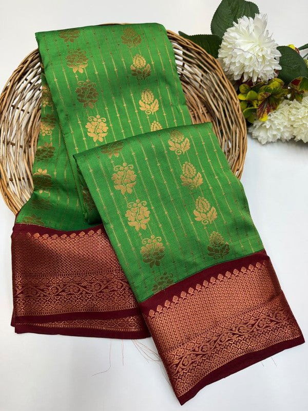 Sundari Semi Silk Saree with elegant zari work for wedding wear