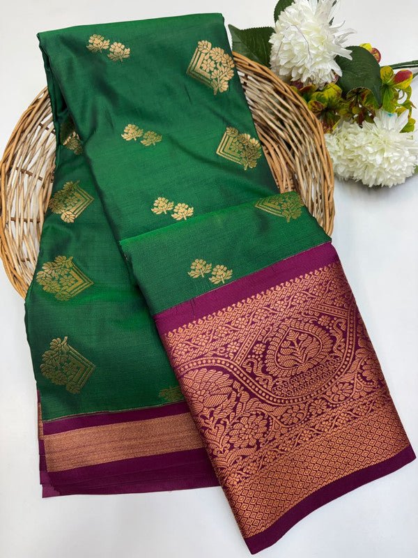 Sundari Semi Silk Saree with elegant zari work for wedding wear