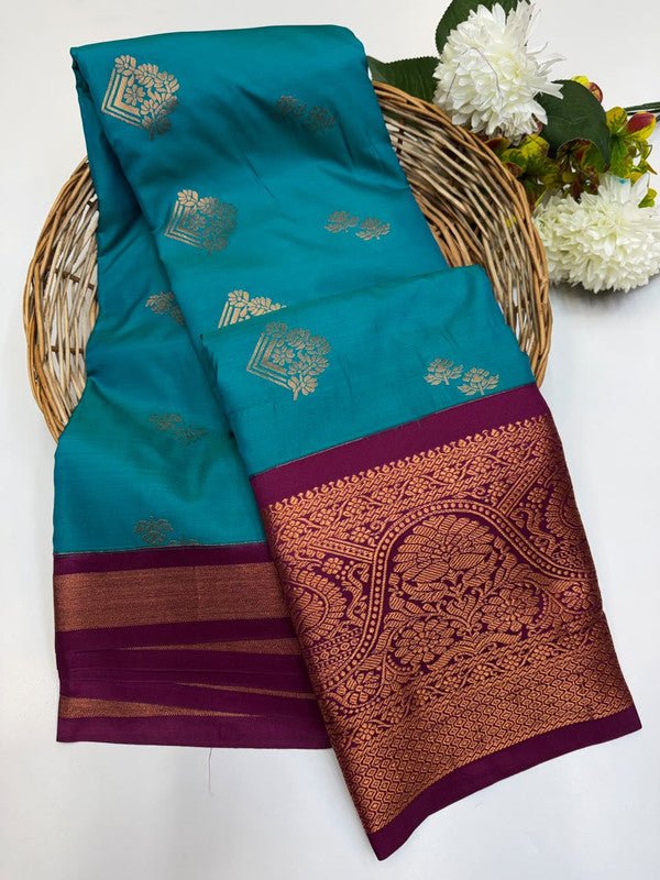 Sundari Semi Silk Saree with elegant zari work for wedding wear