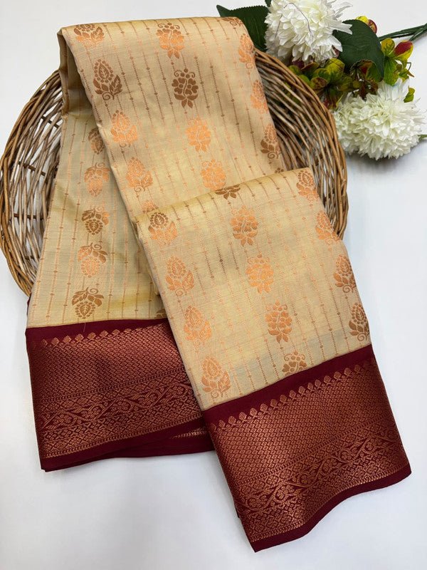 Sundari Semi Silk Saree with elegant zari work for wedding wear
