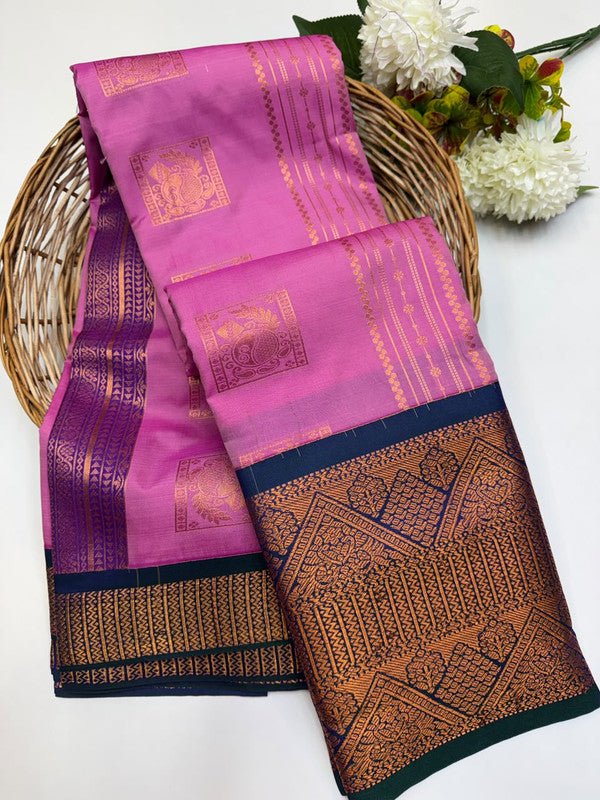 Sundari Semi Silk Saree with elegant zari work for wedding wear