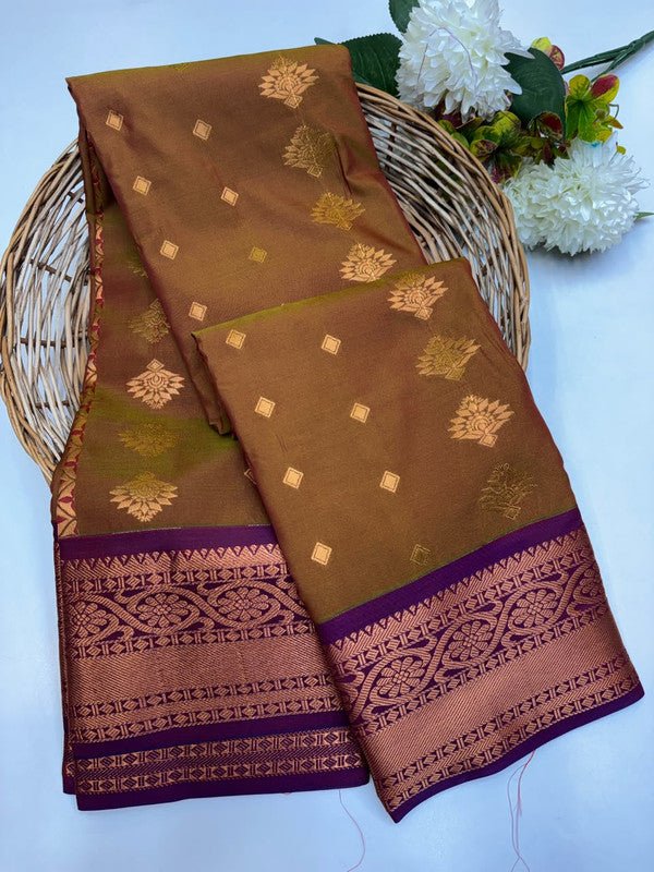 Sundari Semi Silk Saree with elegant zari work for wedding wear