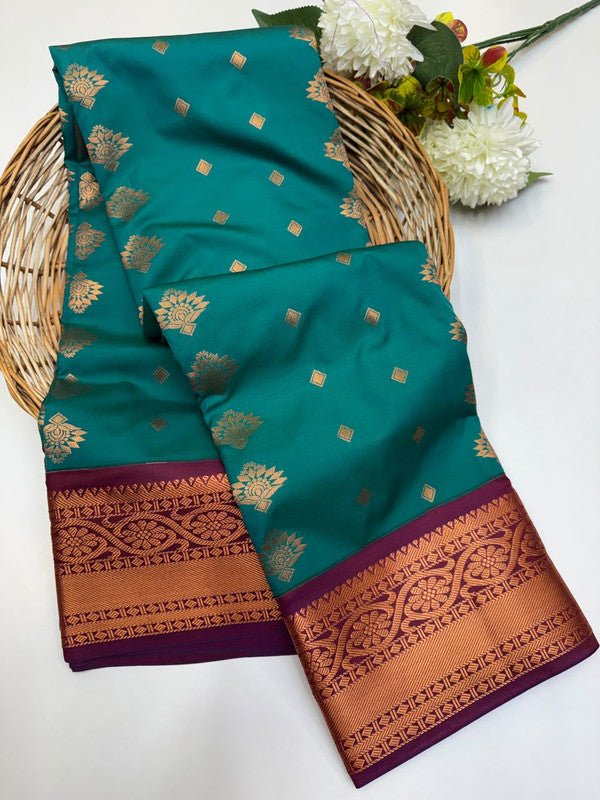 Sundari Semi Silk Saree with elegant zari work for wedding wear