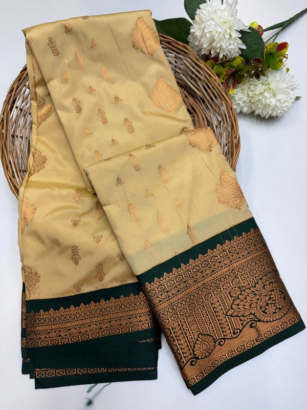 Sundari Semi Silk Saree with elegant zari work for wedding wear