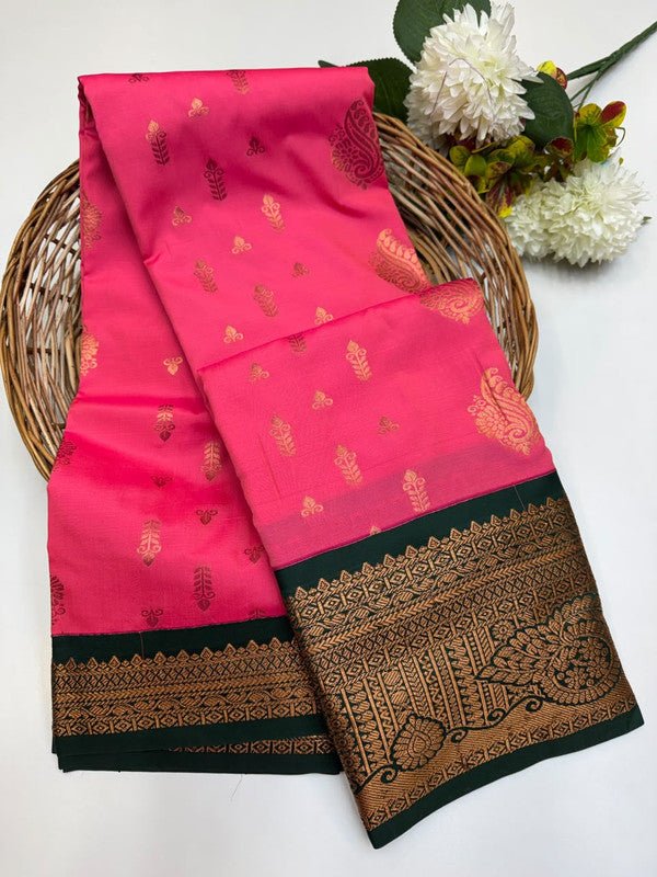 Sundari Semi Silk Saree with elegant zari work for wedding wear