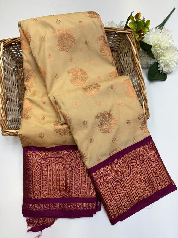 Sundari Semi Silk Saree with elegant zari work for wedding wear
