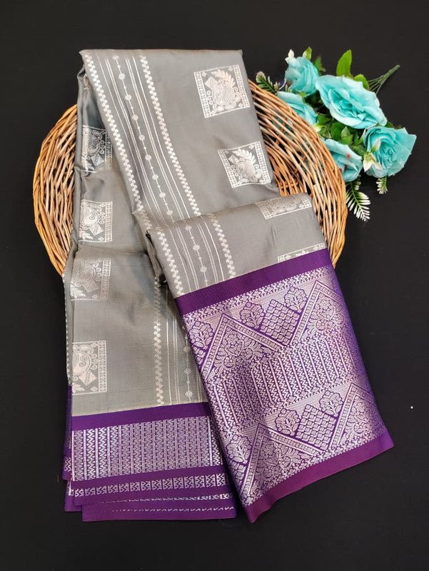 Sundari Semi Silk Saree with elegant zari work for wedding wear