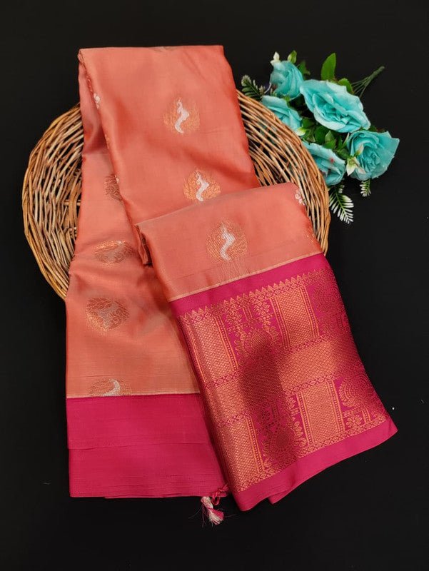 Sundari Semi Silk Saree with elegant zari work for wedding wear