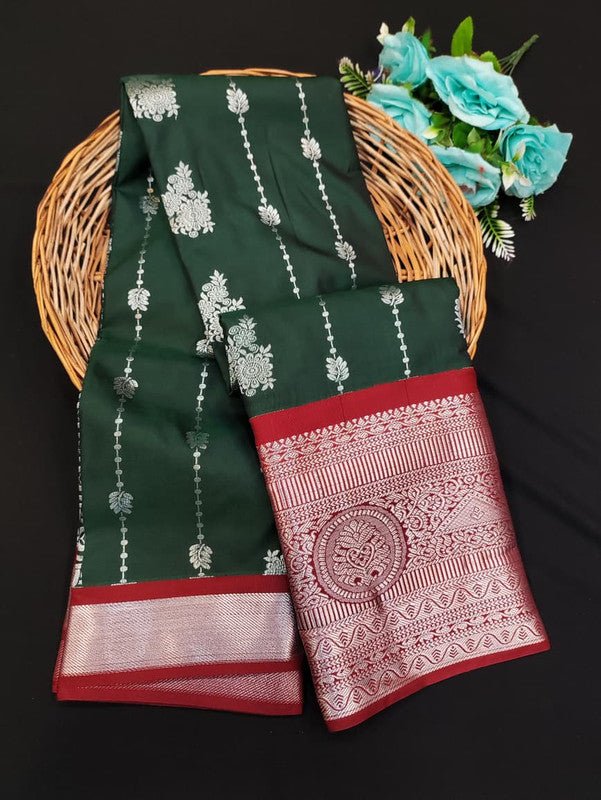 Sundari Semi Silk Saree with elegant zari work for wedding wear