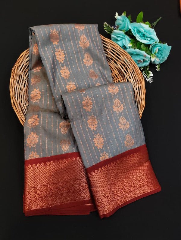 Sundari Semi Silk Saree with elegant zari work for wedding wear