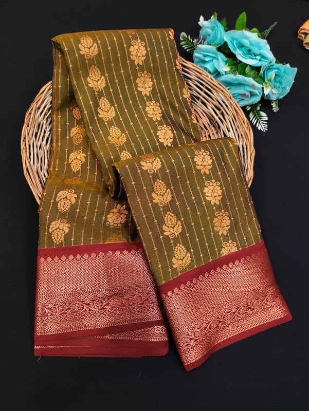 Sundari Semi Silk Saree with elegant zari work for wedding wear