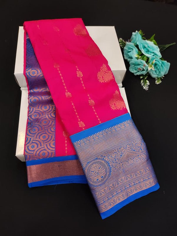 Sundari Semi Silk Saree with elegant zari work for wedding wear