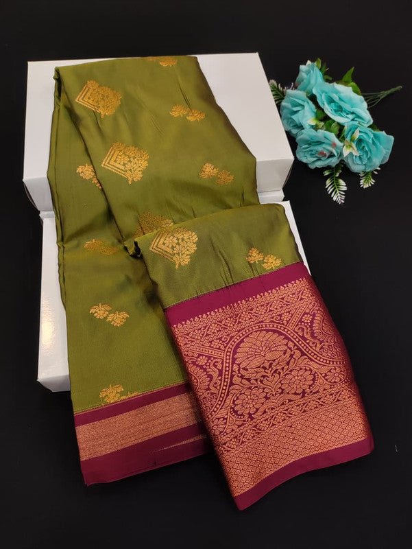 Sundari Semi Silk Saree with elegant zari work for wedding wear