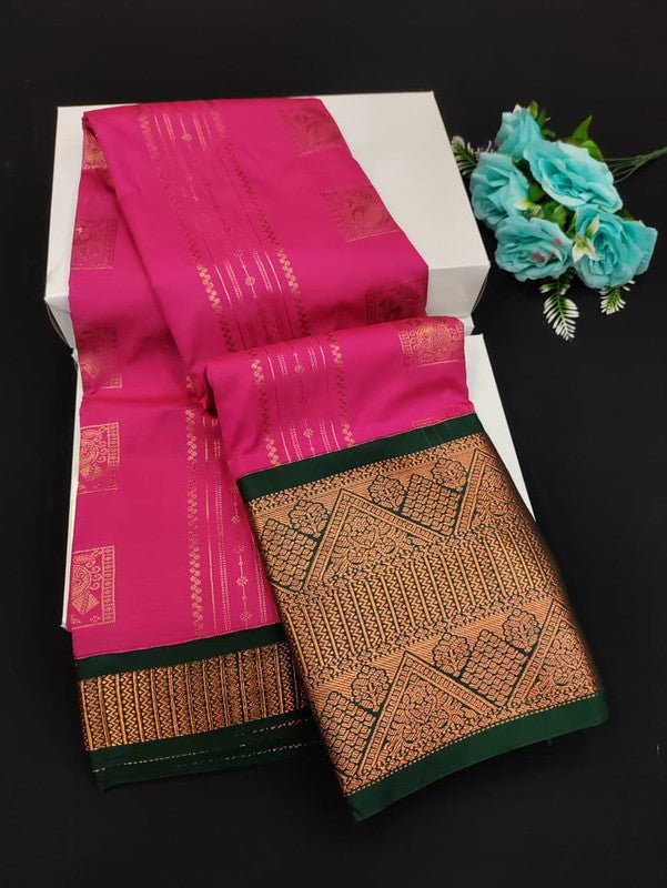 Sundari Semi Silk Saree with elegant zari work for wedding wear