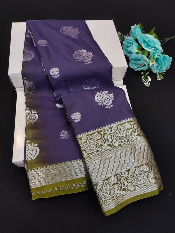 Sundari Semi Silk Saree with elegant zari work for wedding wear