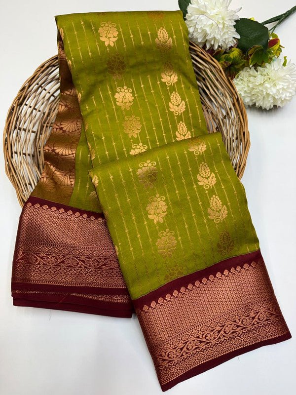 Sundari Semi Silk Saree with elegant zari work for wedding wear