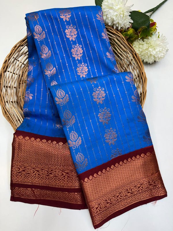 Sundari Semi Silk Saree with elegant zari work for wedding wear