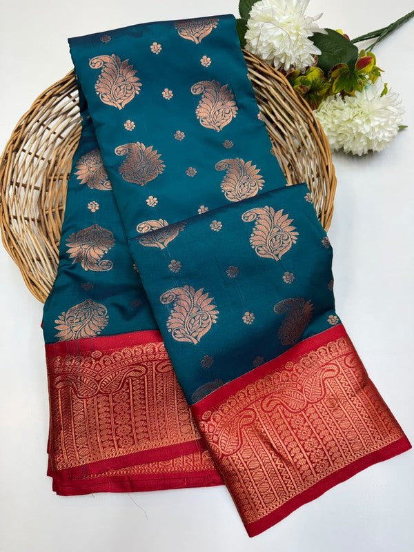 Sundari Semi Silk Saree with elegant zari work for wedding wear