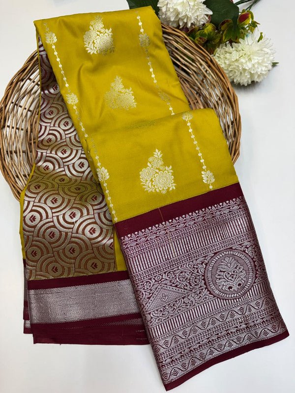 Sundari Semi Silk Saree with elegant zari work for wedding wear