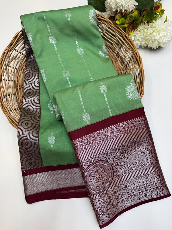 Sundari Semi Silk Saree with elegant zari work for wedding wear