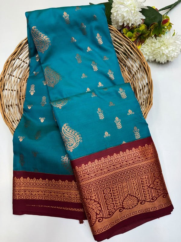 Sundari Semi Silk Saree with elegant zari work for wedding wear