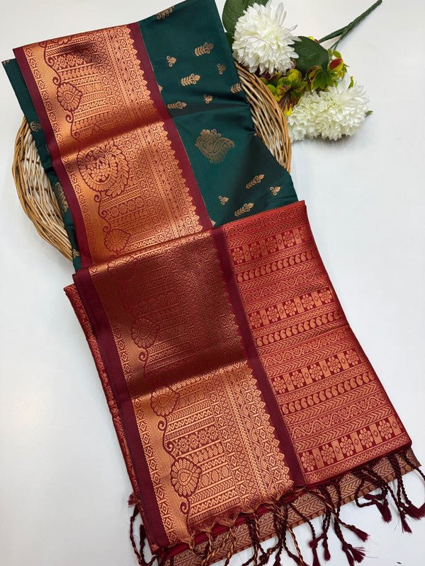 Sundari Semi Silk Saree with elegant zari work for wedding wear