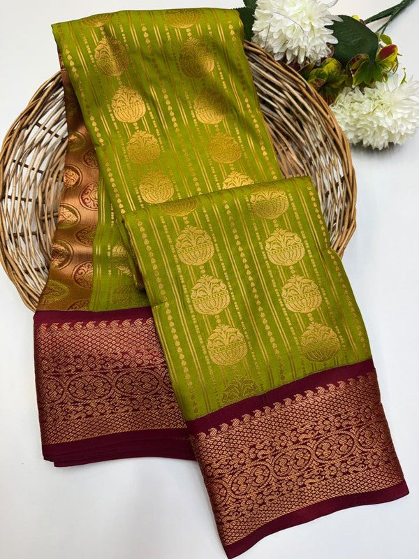 Sundari Semi Silk Saree with elegant zari work for wedding wear