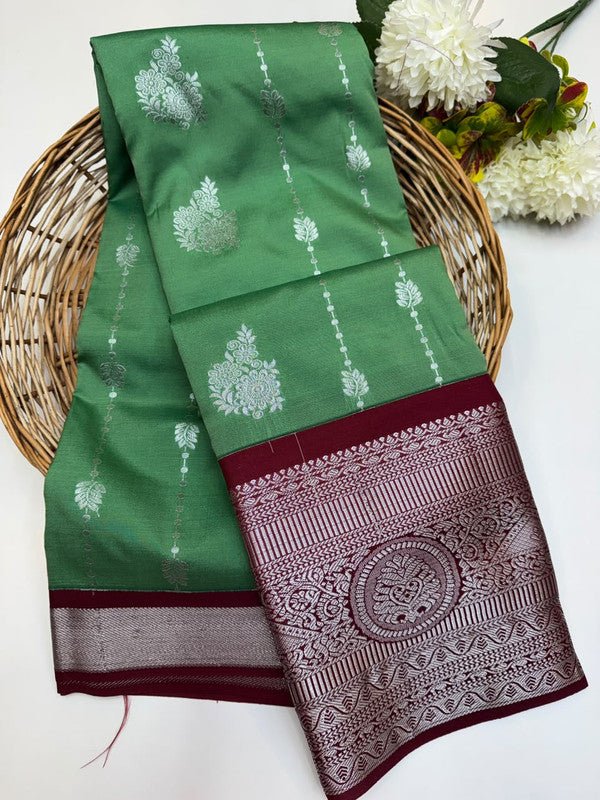 Sundari Semi Silk Saree with elegant zari work for wedding wear