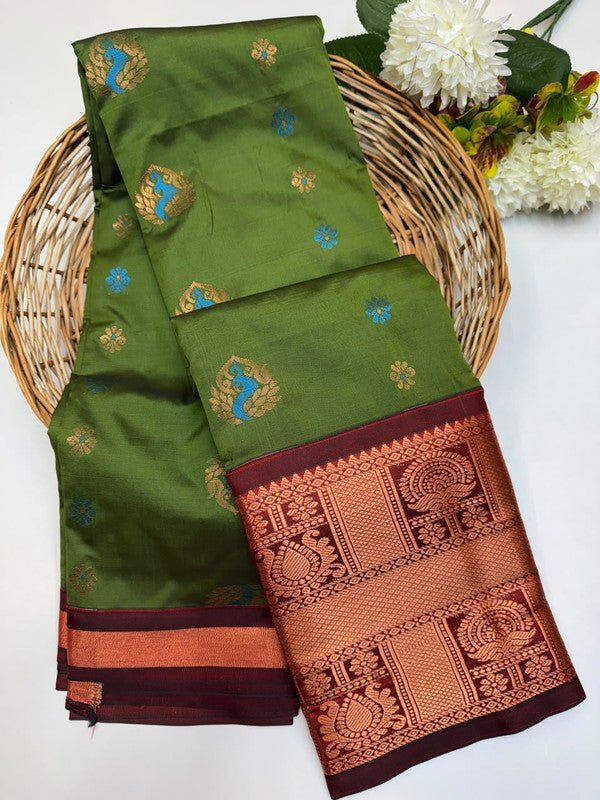Sundari Semi Silk Saree with elegant zari work for wedding wear