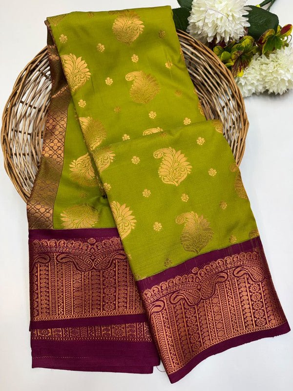 Sundari Semi Silk Saree with elegant zari work for wedding wear