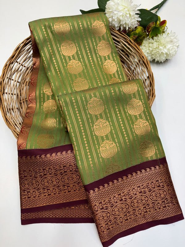 Sundari Semi Silk Saree with elegant zari work for wedding wear